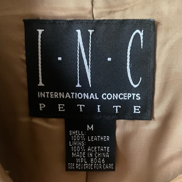 Vintage INC soft tan leather blazer, M petite - Picture 4 of 9